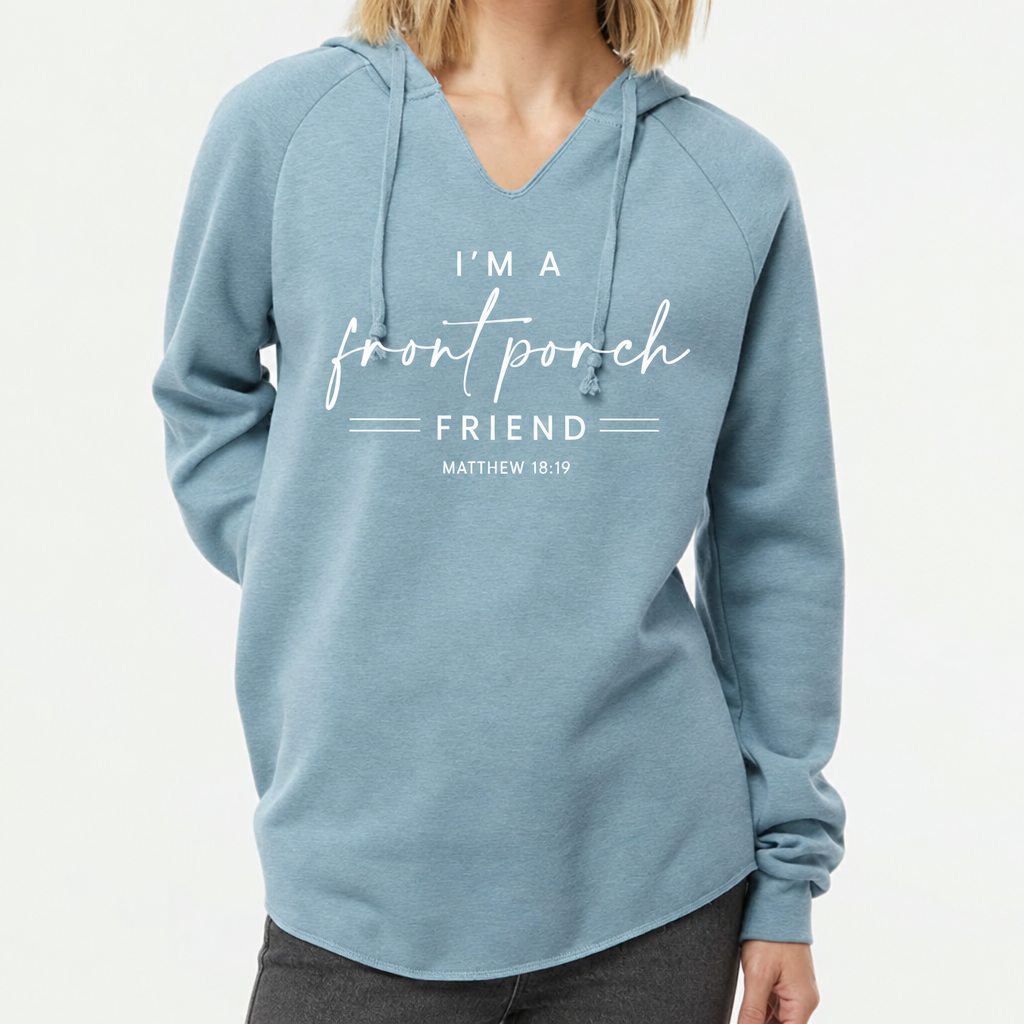 Blue hoodie mockup with the grey hoodie’s design
